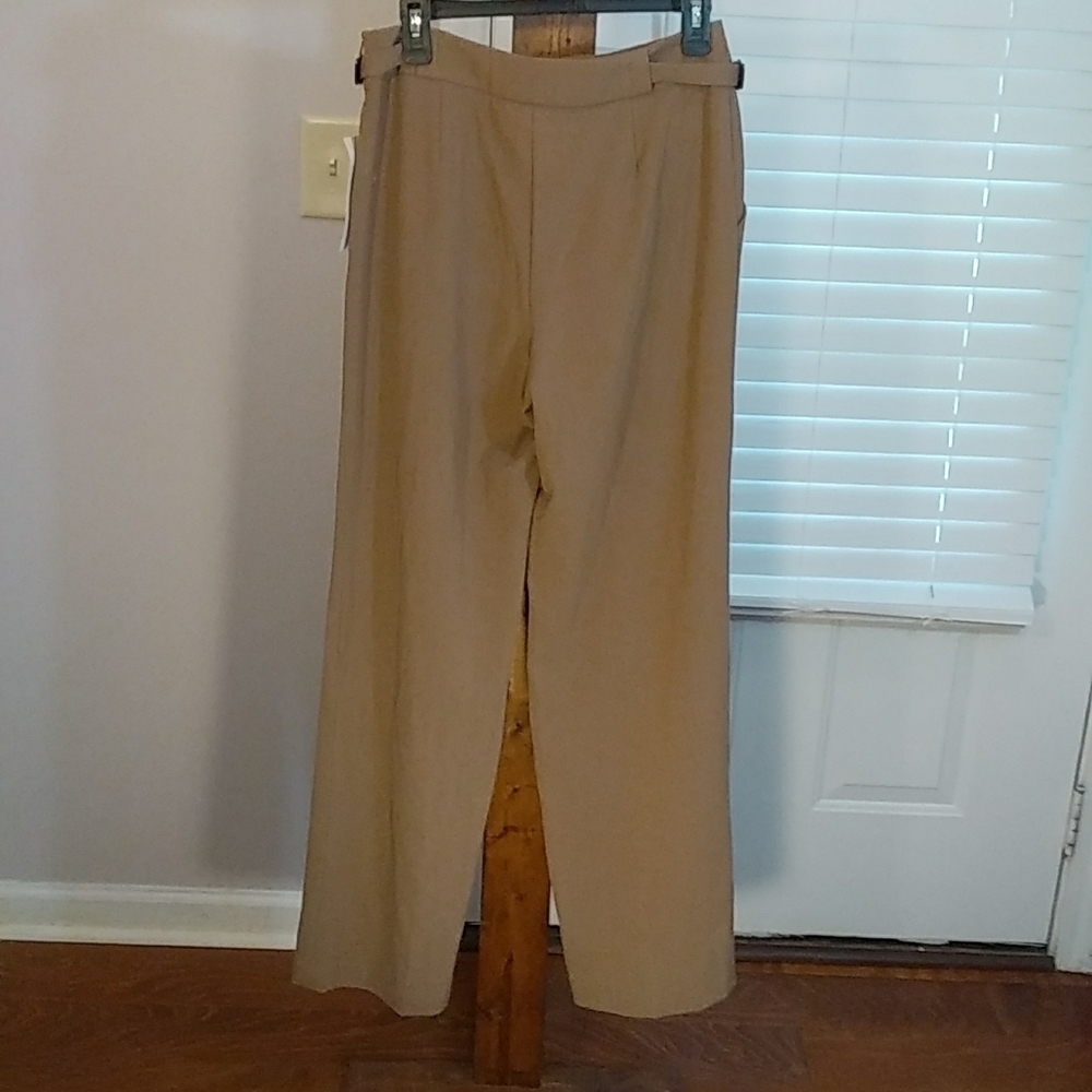Herman Geist Brown Wide Leg Career Business Pants Trousers Size Size 6 Side Zip - Picture 2 of 12